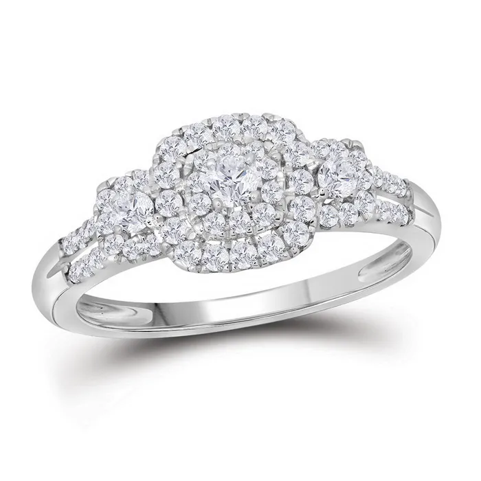 Rings 10kt White Gold Womens Round Diamond Cluster Bridal Wedding Engagement Ring 38 Cttw mayamila