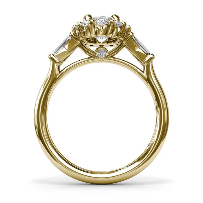 Rings FANA Diamond Baguette Halo Engagement Ring
