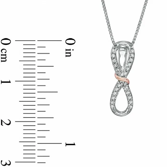 01 CT TW Natural Diamond Infinity Loop Pendant in Sterling Silver and 14K Rose Gold Plate Goldia Necklaces 01 CT TW Natural Diamond Infinity Loop Pendant in Sterling Silver and 14K Rose Gold Plate Goldia Necklaces