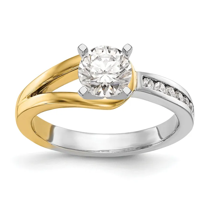 011ct CZ Solid Real 14K Twotone Peg Set Engagement Ring Goldia Rings