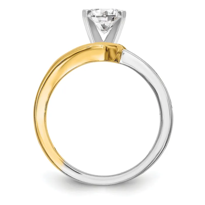 011ct CZ Solid Real 14K Twotone Peg Set Engagement Ring Goldia Rings