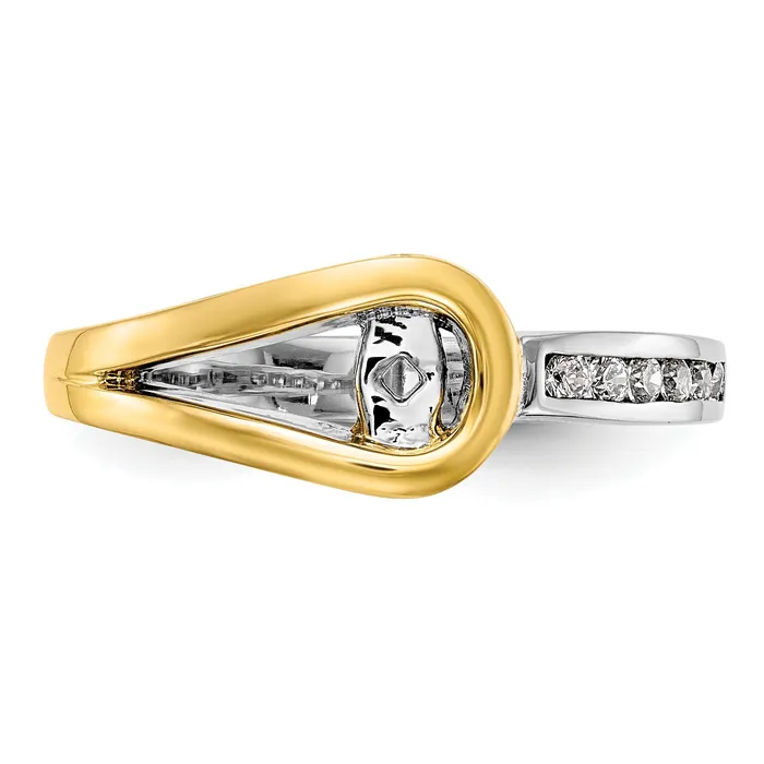 011ct CZ Solid Real 14K Twotone Peg Set Engagement Ring Goldia Rings