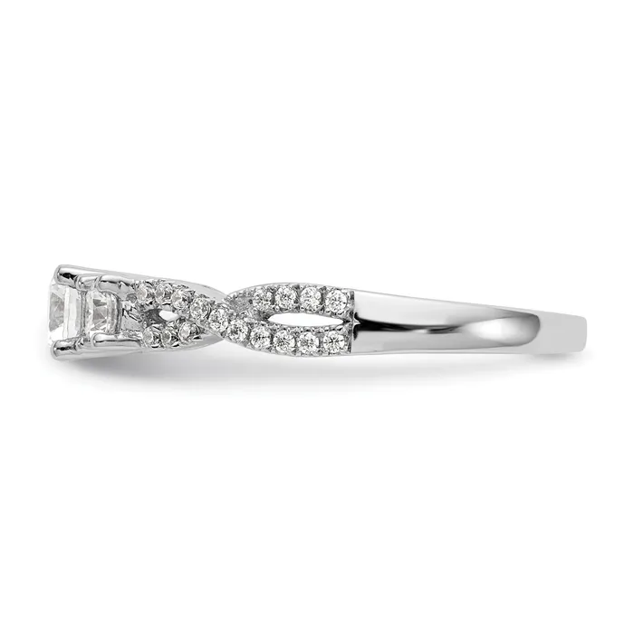 017ct CZ Solid Real 14K White Gold 3Stone Engagement Ring Goldia Rings