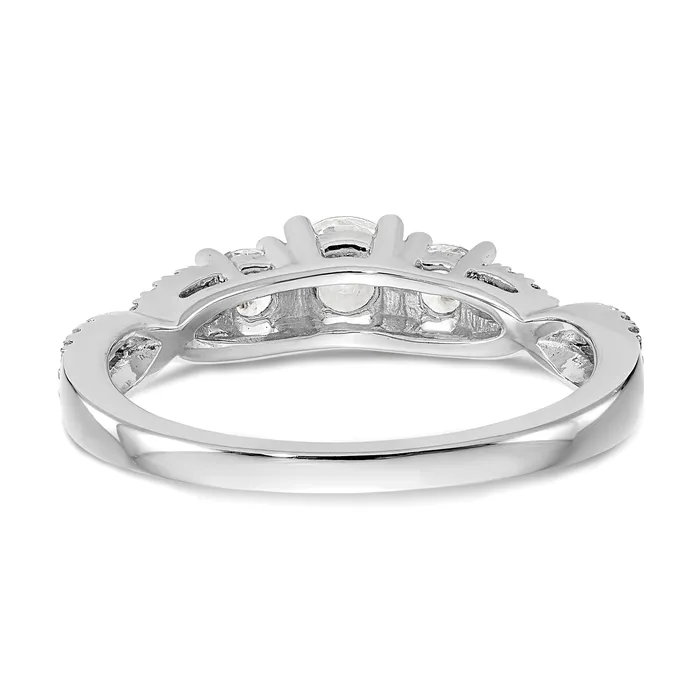 017ct CZ Solid Real 14K White Gold 3Stone Engagement Ring Goldia Rings