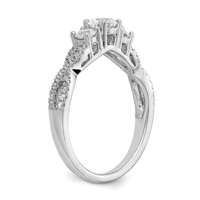 017ct CZ Solid Real 14K White Gold 3Stone Engagement Ring Goldia Rings