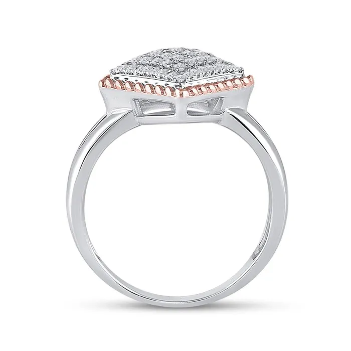 10k Twotone Gold Round Diamond Rope Offset Square Cluster Ring 14 Cttw gndatlanta Rings