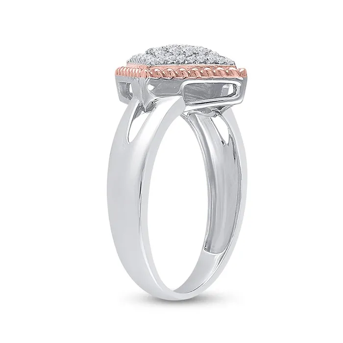 10k Twotone Gold Round Diamond Rope Offset Square Cluster Ring 14 Cttw gndatlanta Rings