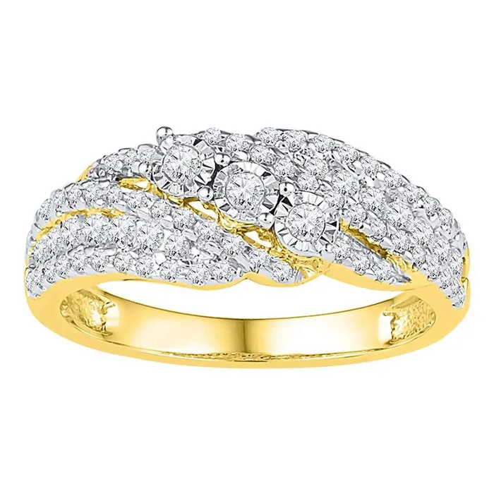 10k Yellow Gold Round Diamond 3stone Ring 12 Cttw gndatlanta Rings