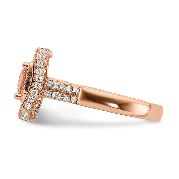 14k Rose Gold Morganite Real Diamond Halo Engagement Ring Goldia Rings