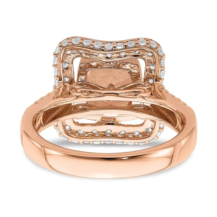 14k Rose Gold Morganite Real Diamond Halo Engagement Ring Goldia Rings