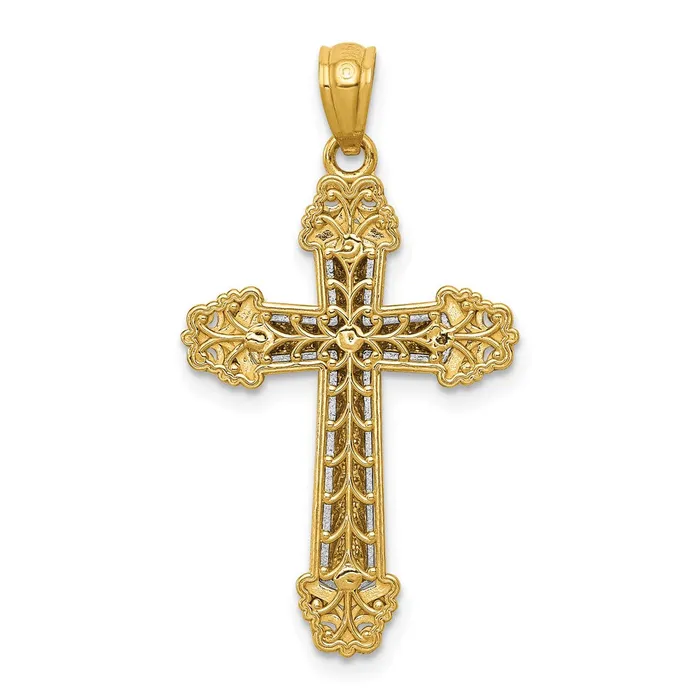 14k Twotone Gold Polished Cross Pendant Goldia Rings