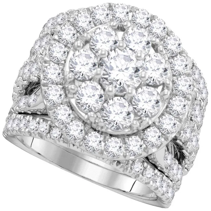 14k White Gold Diamond Certified Halo Cluster Bridal Wedding Ring Set 4 Cttw gndatlanta Rings 14k White Gold Diamond Certified Halo Cluster Bridal Wedding Ring Set 4 Cttw gndatlanta Rings