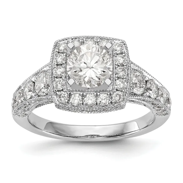14K White Gold Peg Set Diamond Cushion Halo CZ Engagement Ring Goldiacom Rings 14K White Gold Peg Set Diamond Cushion Halo CZ Engagement Ring Goldiacom Rings