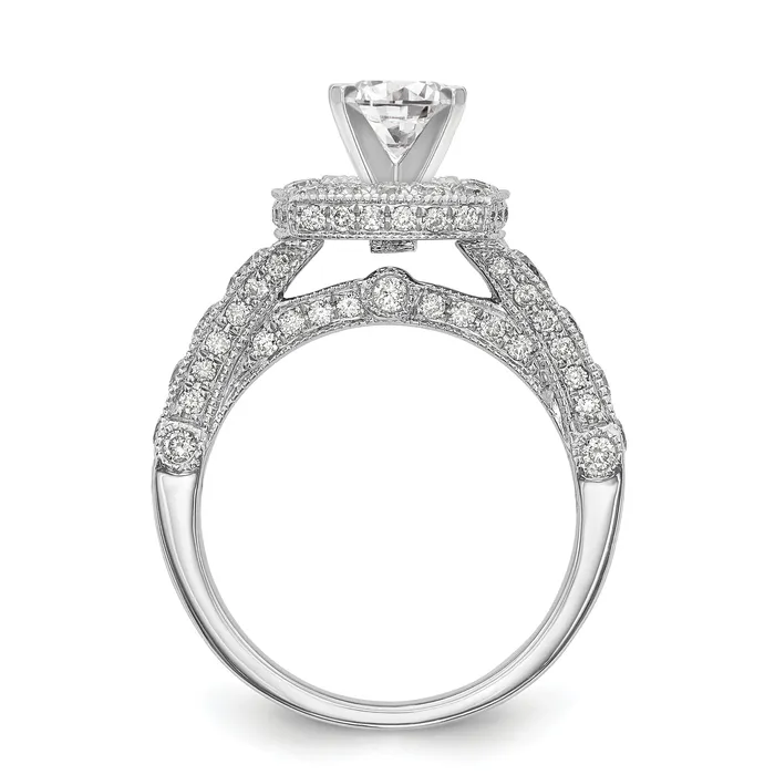 14K White Gold Peg Set Diamond Cushion Halo CZ Engagement Ring Goldiacom Rings
