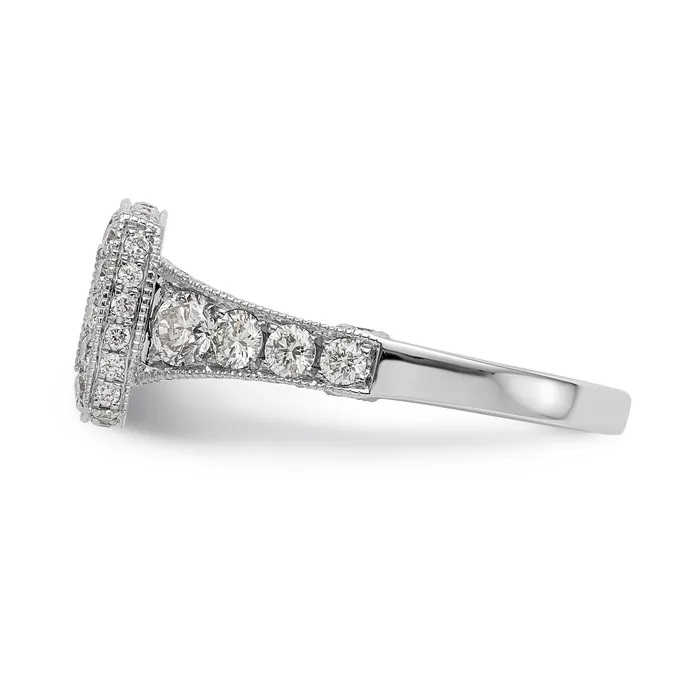 14K White Gold Peg Set Diamond Cushion Halo CZ Engagement Ring Goldiacom Rings
