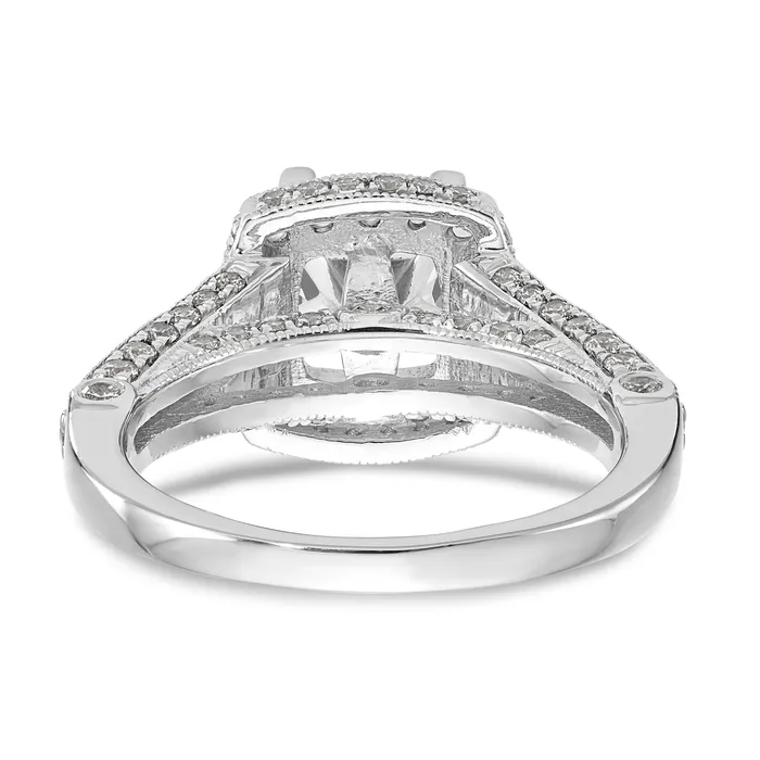 14K White Gold Peg Set Diamond Cushion Halo CZ Engagement Ring Goldiacom Rings