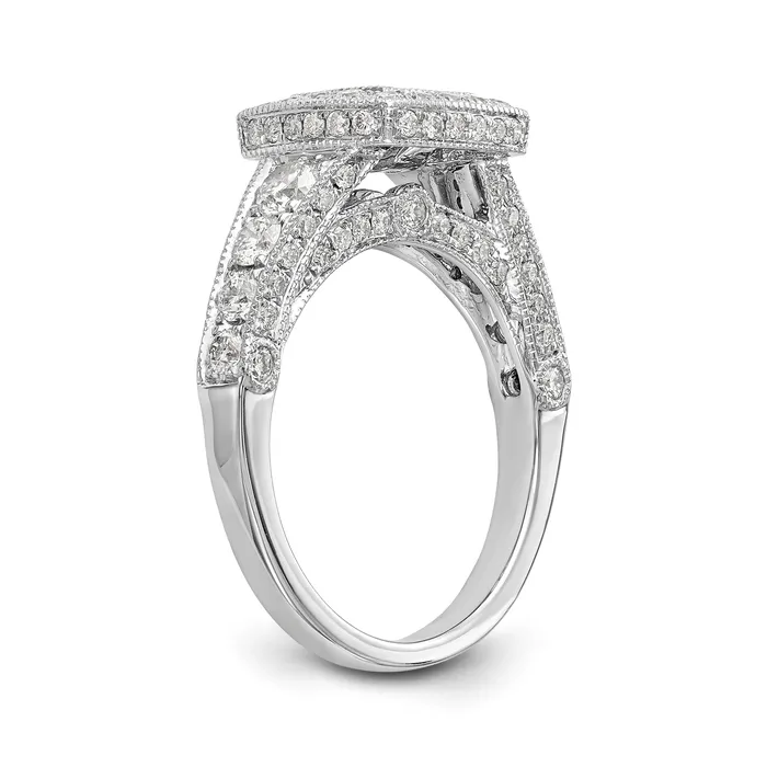 14K White Gold Peg Set Diamond Cushion Halo CZ Engagement Ring Goldiacom Rings