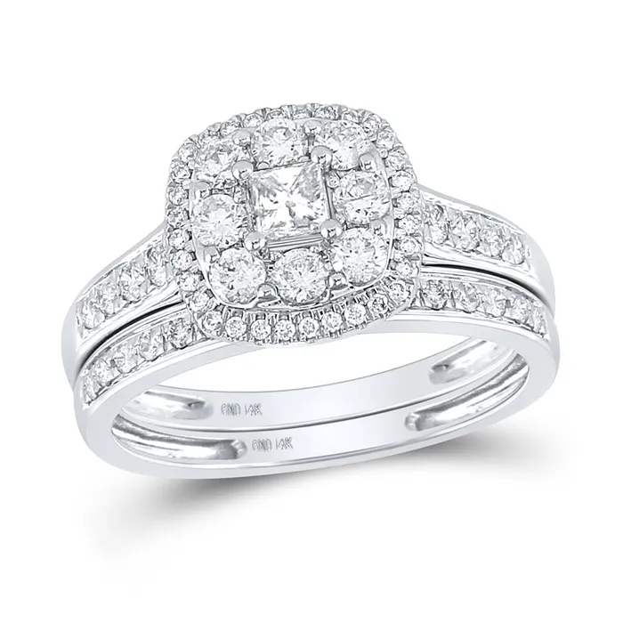14k White Gold Princess Diamond Bridal Wedding Ring Set 1 Cttw Certified gndatlanta Rings 14k White Gold Princess Diamond Bridal Wedding Ring Set 1 Cttw Certified gndatlanta Rings
