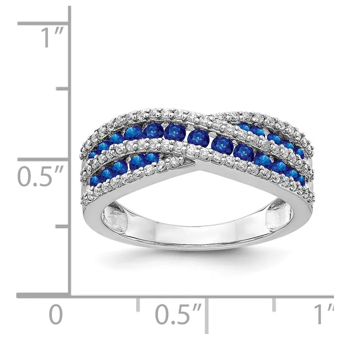 14k White Gold Real Diamond and Sapphire Fancy Ring Goldia Rings
