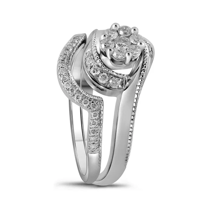 14k White Gold Round Diamond Bridal Wedding Ring Set 38 Cttw gndatlanta Rings