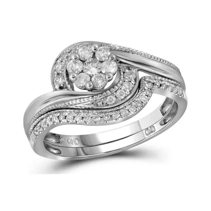 14k White Gold Round Diamond Bridal Wedding Ring Set 38 Cttw gndatlanta Rings