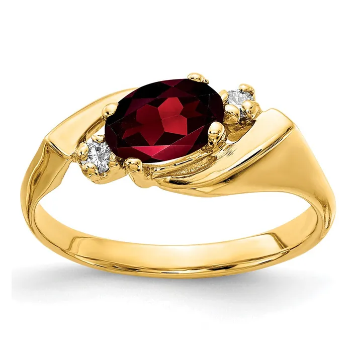 14K Yellow Gold 7x5mm Oval Garnet A Real Diamond ring Goldiacom Rings