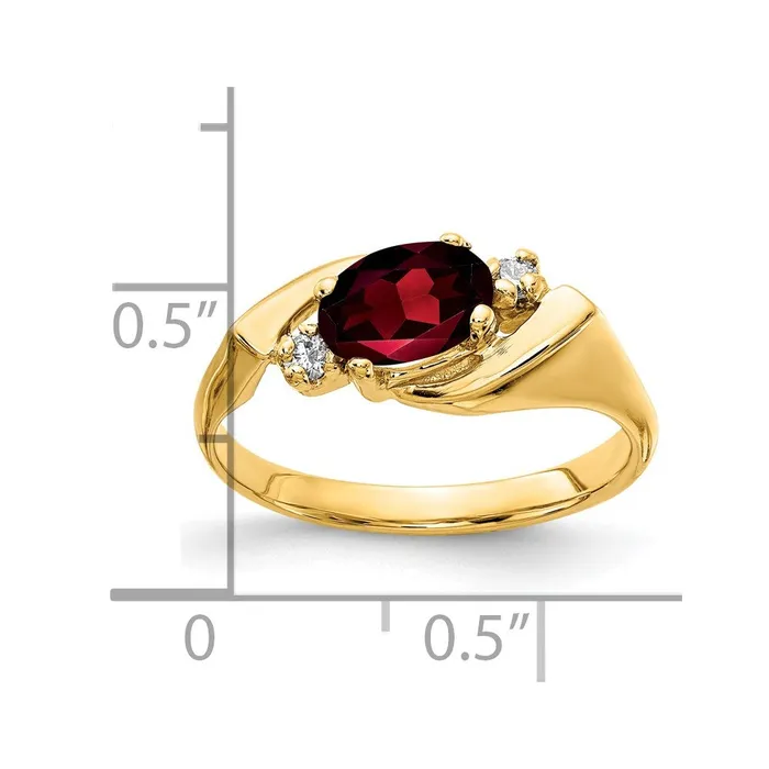 14K Yellow Gold 7x5mm Oval Garnet A Real Diamond ring Goldiacom Rings