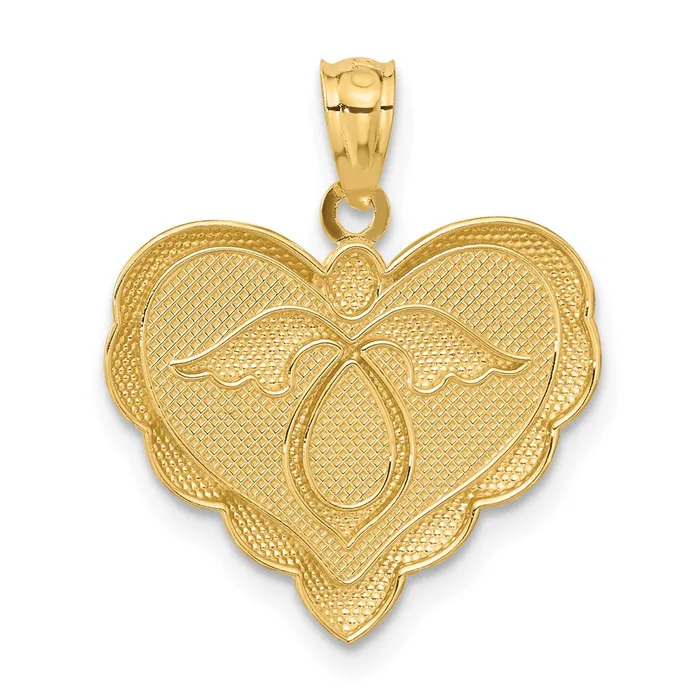14k Yellow Gold Angel in Heart Pendant Goldia Necklaces