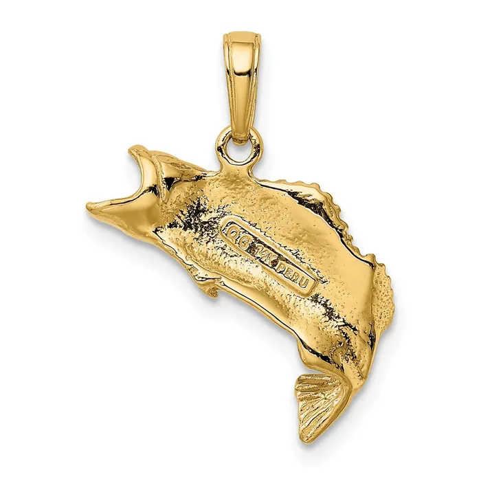 14k Yellow Gold Gold Polished Textured Bass Fish Pendant Goldia PreStyled Sets