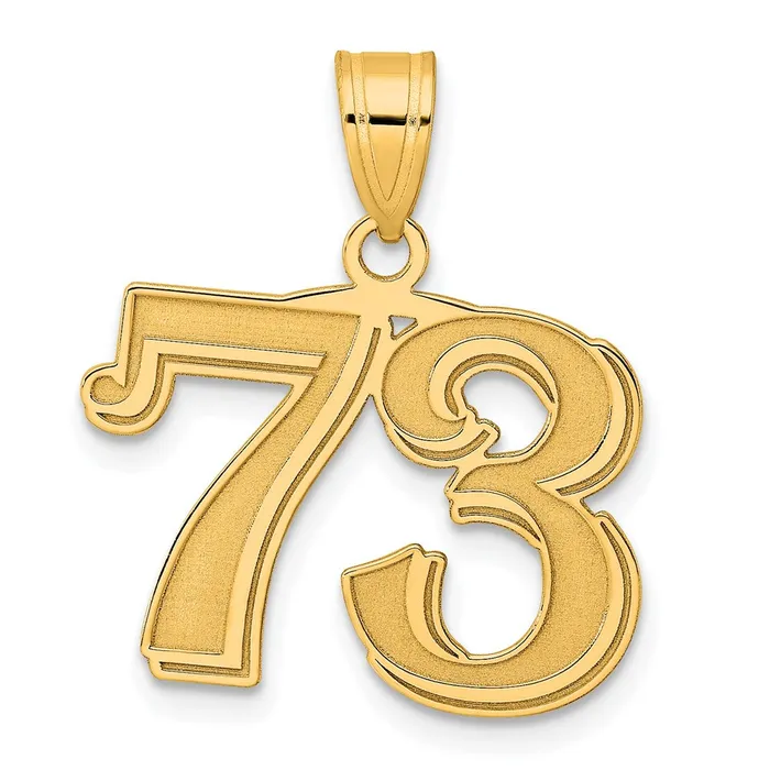 14k Yellow Gold Polished Etched Number 73 Pendant Goldia PreStyled Sets