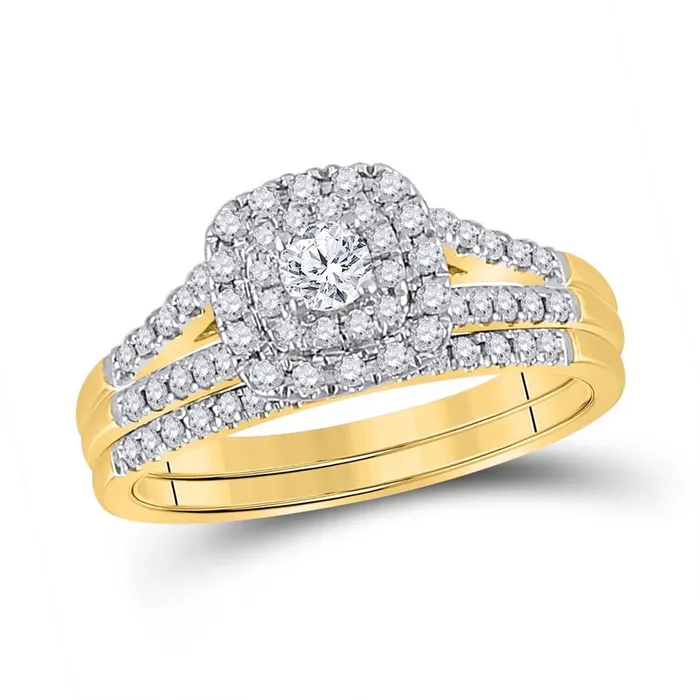 14k Yellow Gold Round Diamond Bridal Wedding Ring Set 12 Cttw gndatlanta Rings