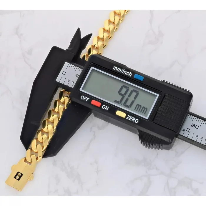 Bracelets Goldiacom 14K Yellow Gold Miami Cuban 9mm Royal Monaco Chain Bracelet 7 75 8 85 9