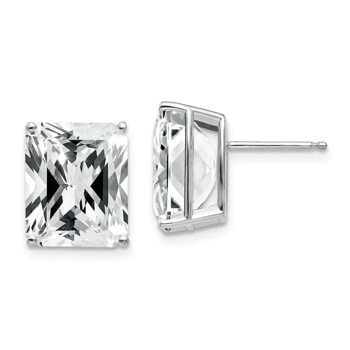 Earrings Goldia 14k White Gold Emerald Cut Cubic Zirconia Stud Earrings