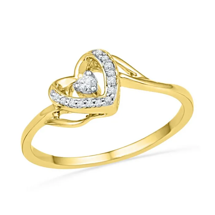 gndatlanta 10k Yellow Gold Round Diamond Heart Promise Ring 112 Cttw Rings gndatlanta 10k Yellow Gold Round Diamond Heart Promise Ring 112 Cttw Rings