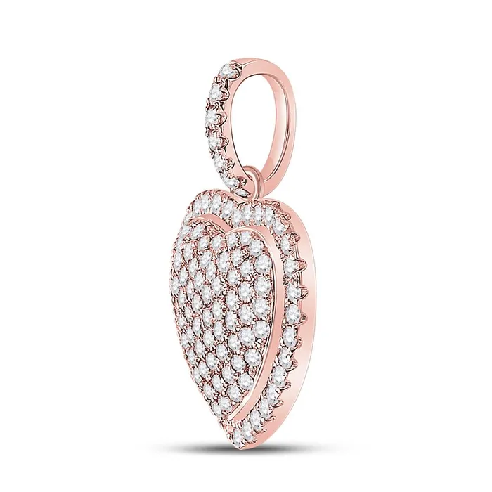 gndatlanta 14k Rose Gold Round Diamond Heart Pendant 1 Cttw Necklaces