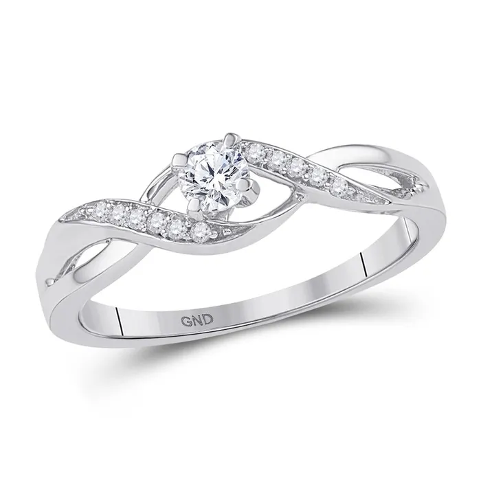 gndatlanta 14k White Gold Round Diamond Solitaire Crossover Twist Promise Ring 16 Cttw Rings gndatlanta 14k White Gold Round Diamond Solitaire Crossover Twist Promise Ring 16 Cttw Rings