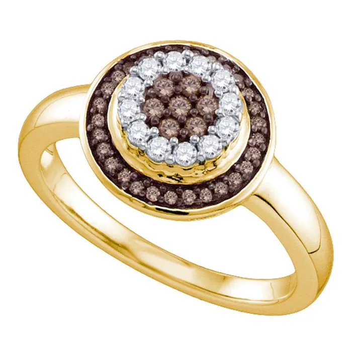 gndatlanta Rings 10k Yellow Gold Round Brown Diamond Cluster Ring 13 Cttw gndatlanta Rings 10k Yellow Gold Round Brown Diamond Cluster Ring 13 Cttw