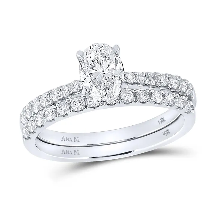 gndatlanta Rings 14k White Gold Oval Diamond Bridal Wedding Ring Set 115 Cttw Certified gndatlanta Rings 14k White Gold Oval Diamond Bridal Wedding Ring Set 115 Cttw Certified