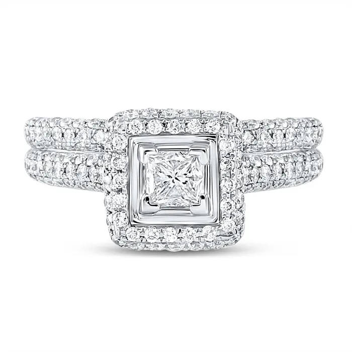 gndatlanta Rings 14k White Gold Princess Diamond Bridal Wedding Ring Set 114 Cttw Certified Size 5 gndatlanta Rings 14k White Gold Princess Diamond Bridal Wedding Ring Set 114 Cttw Certified Size 5