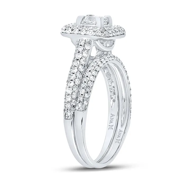 gndatlanta Rings 14k White Gold Princess Diamond Bridal Wedding Ring Set 114 Cttw Certified Size 5