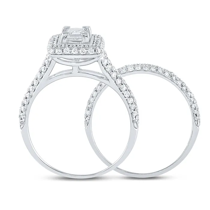 gndatlanta Rings 14k White Gold Princess Diamond Bridal Wedding Ring Set 114 Cttw Certified Size 5