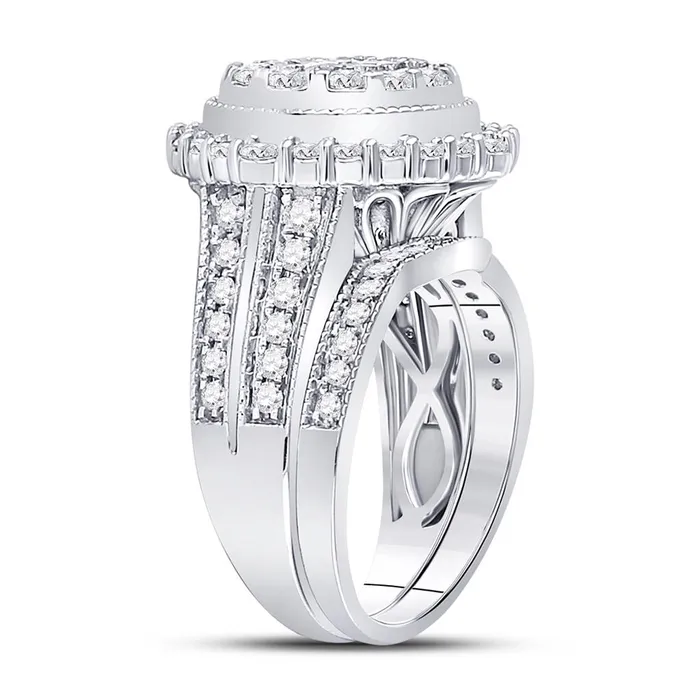 gndatlanta Rings 14k White Gold Princess Diamond Bridal Wedding Ring Set 2 Cttw