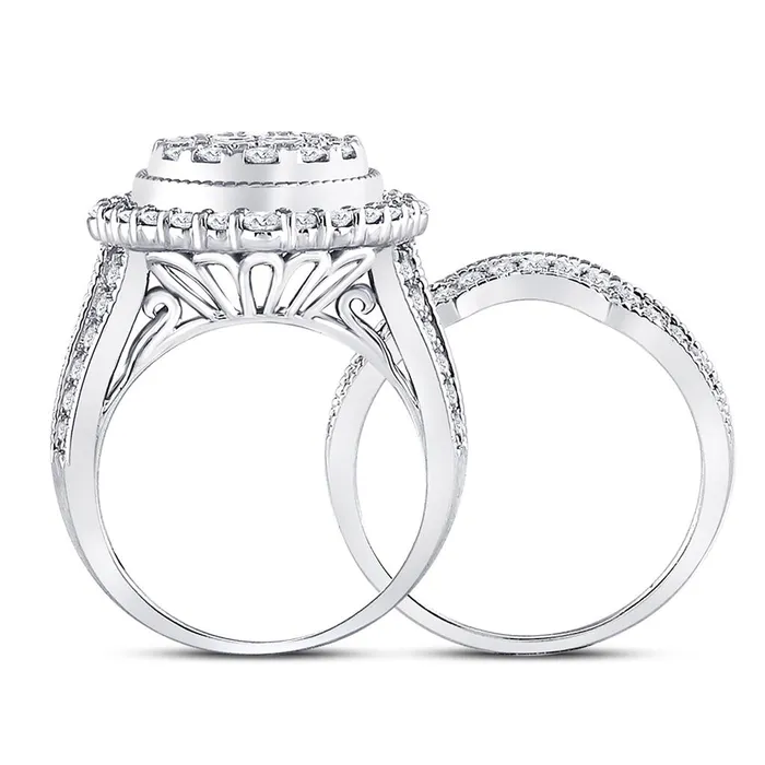 gndatlanta Rings 14k White Gold Princess Diamond Bridal Wedding Ring Set 2 Cttw