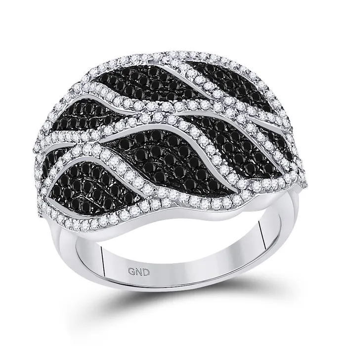 gndatlanta Rings 14k White Gold Round Black Diamond Fashion Ring 114 Cttw gndatlanta Rings 14k White Gold Round Black Diamond Fashion Ring 114 Cttw