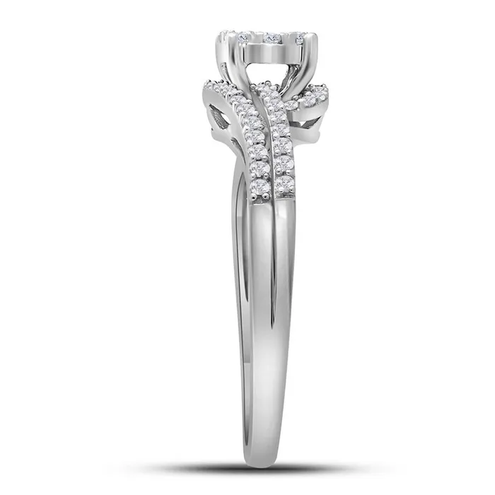 gndatlanta Rings 14k White Gold Round Diamond Cluster Bridal Engagement Ring 13 Cttw gndatlanta Rings 14k White Gold Round Diamond Cluster Bridal Engagement Ring 13 Cttw