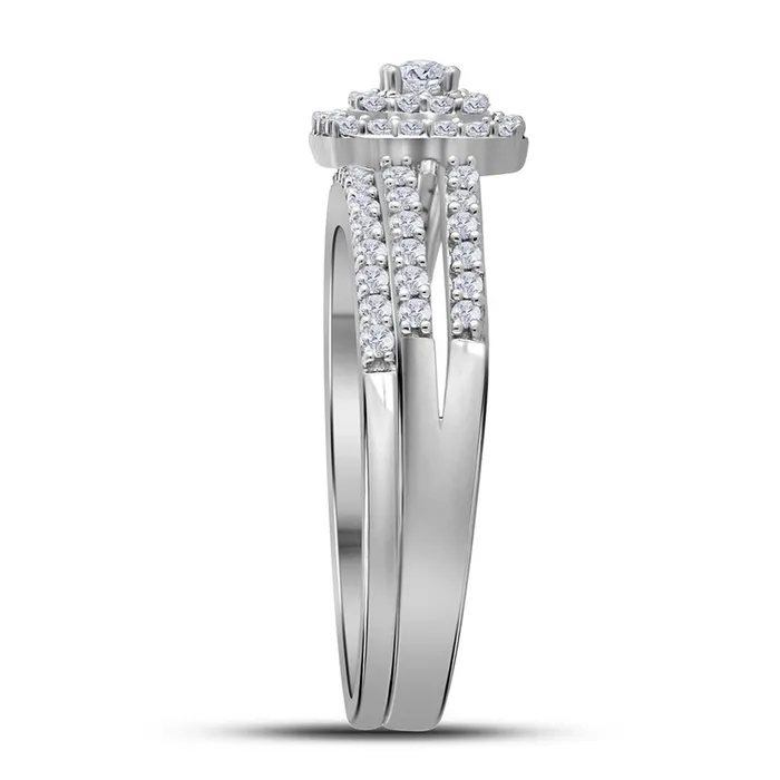 gndatlanta Rings 14k White Gold Round Diamond Splitshank Bridal Wedding Ring Set 12 Cttw