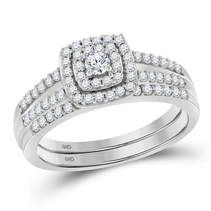 gndatlanta Rings 14k White Gold Round Diamond Splitshank Bridal Wedding Ring Set 12 Cttw