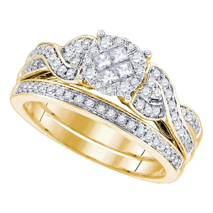 gndatlanta Rings 14k Yellow Gold Princess Round Diamond Bridal Wedding Ring Set 58 Cttw gndatlanta Rings 14k Yellow Gold Princess Round Diamond Bridal Wedding Ring Set 58 Cttw