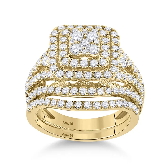 gndatlanta Rings 14k Yellow Gold Round Diamond Bridal Wedding Ring Set 134 Cttw