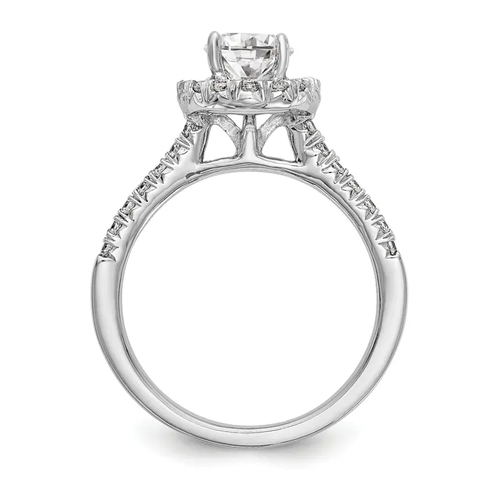 Goldia 037ct CZ Solid Real 14K White Gold Oval Halo Engagement Ring Rings